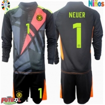 Camiseta Alemania Manuel Neuer #1 Portero Primera Equipación para niños Eurocopa 2024 manga larga (+ pantalones cortos)